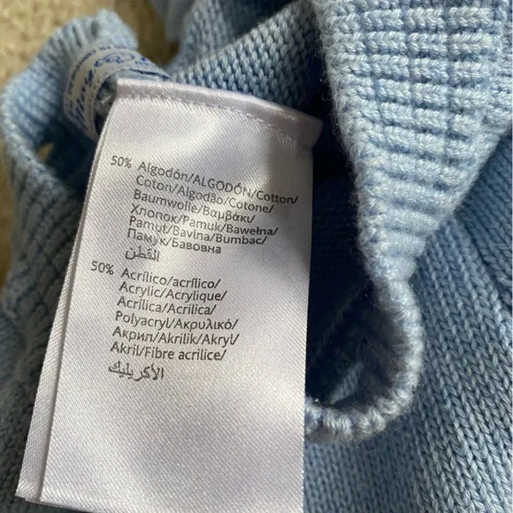 Baby blue boy knit suspender pants size 6-9 months